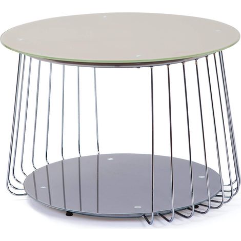 Inter Link - Tavolino - Tavolino - Tavolo da salotto - Struttura in metallo - Piano in vetro grigio pantone - Per soggiorno, ufficio, camera da letto - 70 x 70 x 50 cm - Riva (1/5)