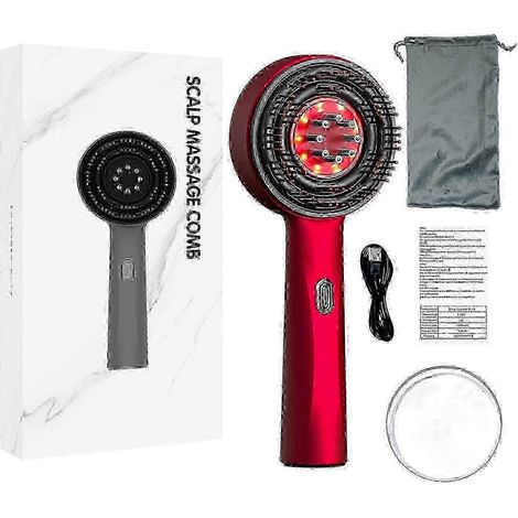 Appareil de massage électrique du cuir chevelu avec technologie Shiatsu et luminothérapie rouge pour la croissance des cheveux et la prévention de leur chute, avec applicateur d'huile. (1/5)