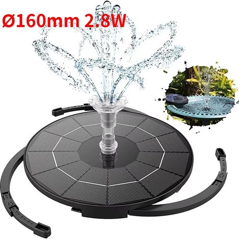 Pompe solaire pour fontaine (2,8 W), kit de fontaine à monter soi-même, avec plusieurs buses, câble de 3 m et 3 supports pour une flottaison stable, idéal pour créer un bassin de jardin ou un bain d'o (1/5)
