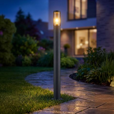Globo – Potelet d'extérieur anthracite IP44 – Acier inoxydable – Hauteur 110 cm – Douille E27 – Pour éclairage jardin et balcon