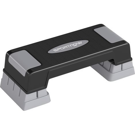Stepper Fitness Aérobic 3 Niveaux, Hauteur Réglable 12/17,5/22,5 cm, Surface Antidérapante, Charge 250 kg, Gris (1/5)