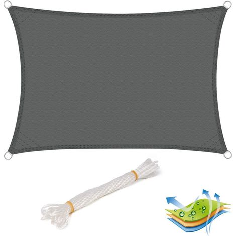 Toldo con protección solar de PES resistente al agua para toldo tipo vela para jardín al aire libre 2x3m gris 190000954