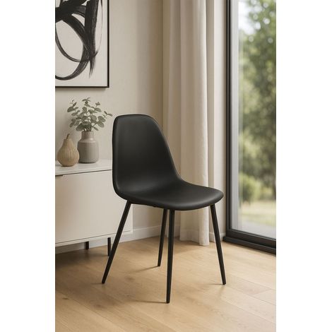 Sillas Comedor - Silla Black Teok Polipiel - Negro