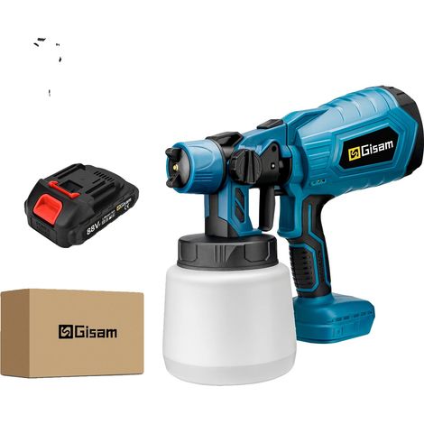 Pulverizador de pintura, capacidad de 1000 ml, control de flujo ajustable, 1 batería - Azul (1/2)