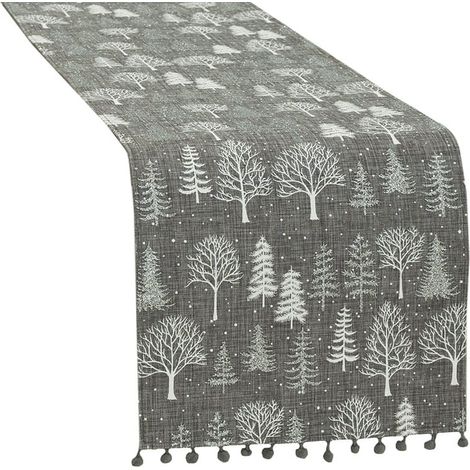 Camino de mesa navideño 50x100 Winter Magic gris ceniza (1/5)