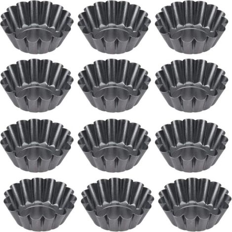12 moules à tartelettes aux œufs – Moules en aluminium antiadhésifs, réutilisables et résistants, pour la pâtisserie maison et professionnelle.