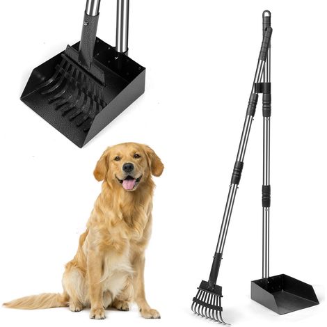 Ramasse crottes pour Chien avec Manche Long de 96 cm – râteau et bac en métal détachables – pour Chiens Grands, Moyens et Petits – Idéal pour Jardin, Herbe, Terre ou Gravier (1/5)