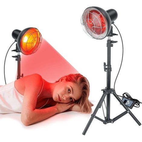 Lampe infrarouge 150W, température réglable Chaleur 30–60°C, 10 niveaux, minuterie 5–60 min, hauteur 58–116cm (1/5)