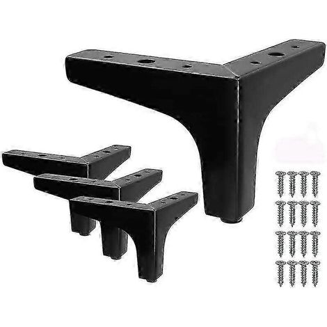 Quatre pieds de lit triangulaires noirs, pieds de canapé de 10 cm, compatibles avec les meubles à monter soi-même. (1/5)