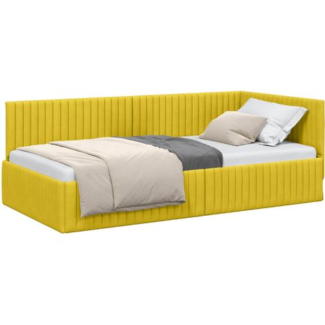 Maison Exclusive - Cornice del letto ad angolo Giallo 100 cm x 200 cm Velluto