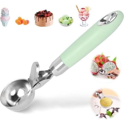 Eiskugelportionierer – Unbekanntes Modell – Edelstahl 304 – Silber und Grün – 203 x 48 mm (1/4)