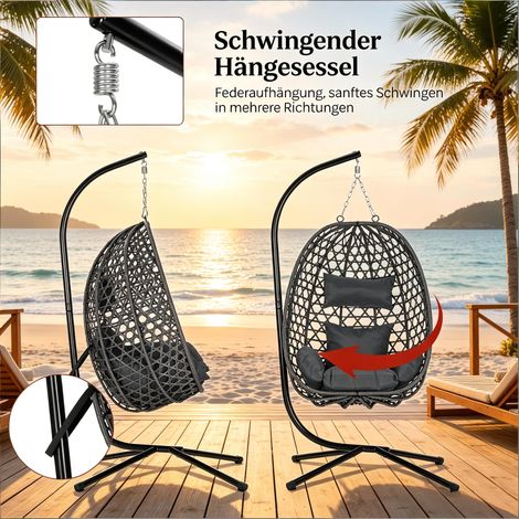 Fauteuil à bascule réglable en hauteur, chaise suspendue en rotin, œuf suspendu élégant pour salon et chambre (1/5)