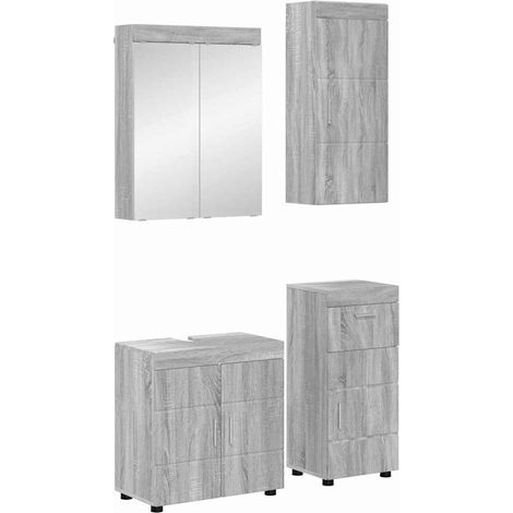 Bathroom Furniture Set TULUM 4 pcs Grey Sonoma 60 x 34 x 63 cm vidaXL