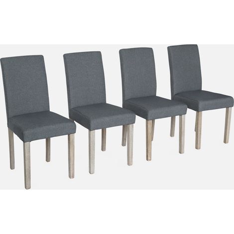 Silla de tela con patas de madera, set de 4