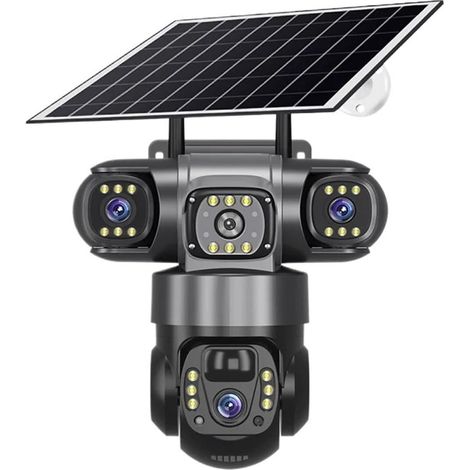 Caméra IP WiFi extérieure 6MP Triple objectifs Triple écrans Moniteur vidéo de sécurité Vision Nocturne caméras de vidéosurveillance étanche(4K 6MP No SD Card) (1/5)