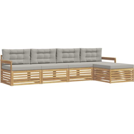 Outdoor Sofa Set 5 pcs White and Light Grey Polyester vidaXL (1/5)