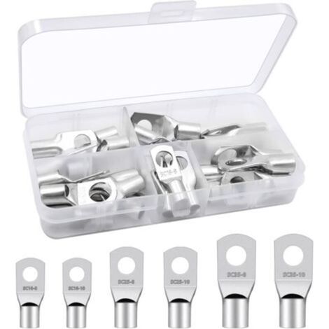 – Lot de 30 cosses à sertir en cuivre étamé – Section 16/25/35 mm² – Ronde à œillet M8/M10 – Haute conductivité pour batteries automobiles