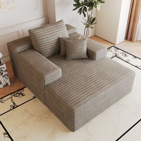REDOM sofá chaise longue, asiento profundo, sin montaje, espuma de alta elasticidad, tejido camel (1/5)