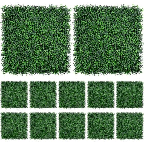 12pcs Artificial Grass Wall Panels, Boxwood Hedge Panels, UV Resistant Privacy Screen, 25x25cm (1/5)