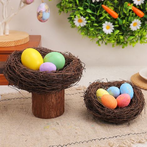 Nid D Oiseau Artificiel - Décor De Printemps Réaliste Pour Centre De Table Ou Couronne De Porte - Idéal Pour Décoration De Pâques - 6 X 6 X 3 Cm - 1 Pièce (1/5)