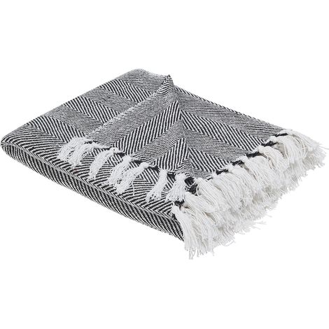 Blanket TANGIER Cotton 130 x 160 cm Black (1/5)
