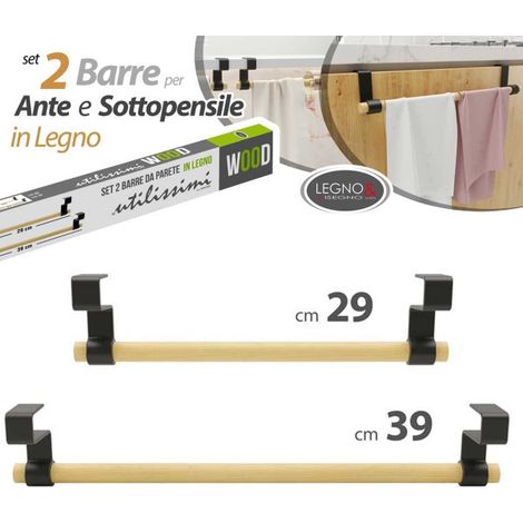Trade Shop - Set De 2 Paños De Madera De Toalla Para Puertas Con Acoplamiento Rápido -