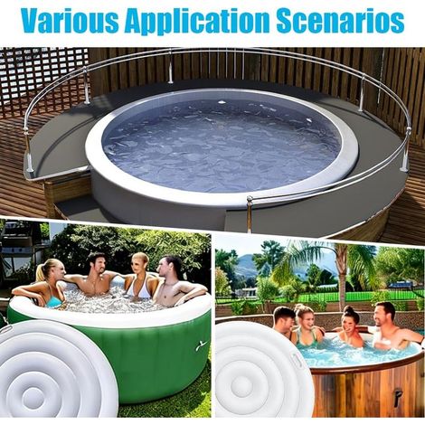 Couverture de Spa Gonflable, 140cm Couvercle Gonflable Rond, Couvercle Spa, Couverture de Bain Gonflable avec Poignées, pour Spa, pour Extérieur Jardin (Blanc) (1/2)