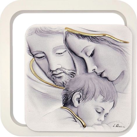 Cuadro de la Sagrada Familia pintado sobre madera  Tamaño: 11x11cm  SKU: ES062081D0
