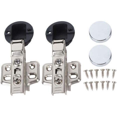 Pair Lot de 2 charnières amorties pour porte vitrée – Acier inox 201 – Cup 35 mm – Coudée moyenne (semi-recouvrement 9 mm) (1/5)