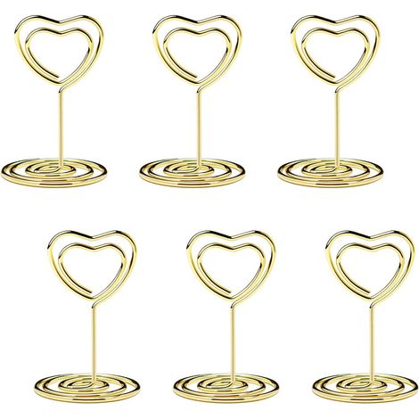 Set de 20 porte-cartes de table, cartes en forme de cœur – porte-cartes photo pour mariages, fêtes et restaurants, couleur or