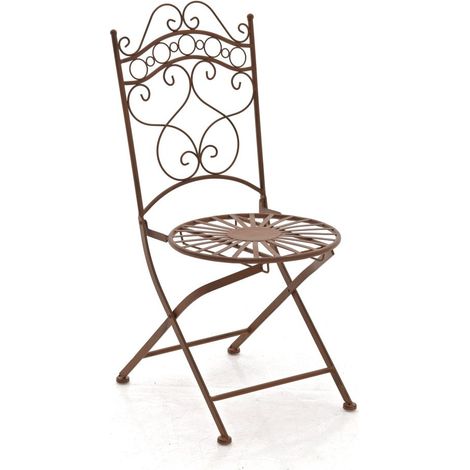 Chaise de jardin terrasse balcon design rustique en fer forgé marron vieilli 100003004 (1/5)