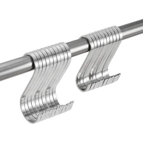 Edelstahl-S-Haken, Haken, Küchenhaken, 20er-Set, Garderobenhaken, S-förmiges Design, geeignet für Küchen, Schränke, Türen usw.