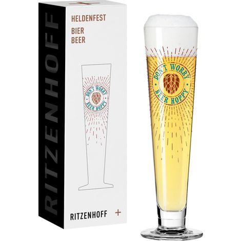 RITZENHOFF 1011012 Bicchiere da birra 330 ml – Serie Heroes Festival n. 12 – Don't worry, beer hoppy – rotondo – Made in Germany (1/5)