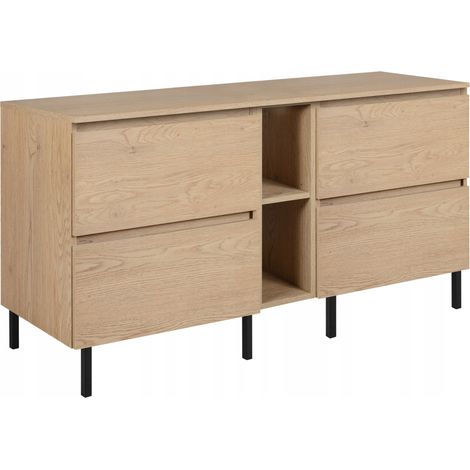 Waschtischunterschrank - 140 cm - Helle Eiche - Modernes Design - 4 praktische Schubladen