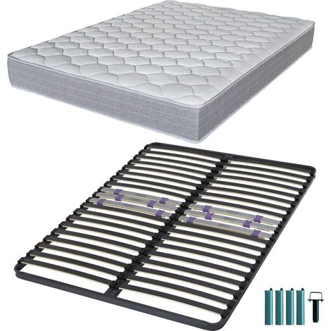 Matelas mousse + Sommier métal C223 140x190 Madere - Hauteur 24 cm - Soutien ferme (1/5)
