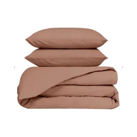 HAOMY - Parure VENEZIA Mocaccino 220x240 + 2 taies carrees 65x65
