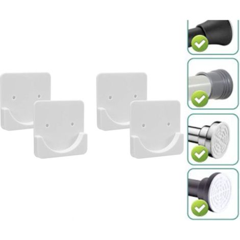 Supports adhésifs pour tringle à rideau de douche Sans perçage Tringle non incluse Lot de 4 (blanc) (1/5)