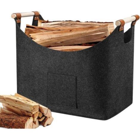 Log Basket Firewood Basket with Reinforced Handle, Storage Basket, Fireplace Wood Bag Felt Bag, Newspapers, Toys, Magazines (55 x 32 x 40 cm) (1/5)