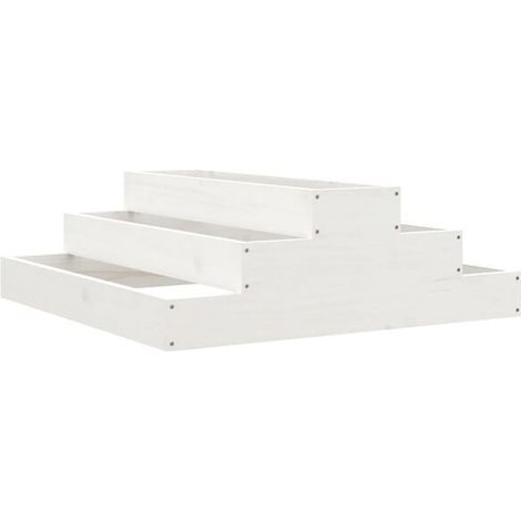 Pot de fleurs blanc, dimensions 80 x 80 x 27 cm, en pin massif