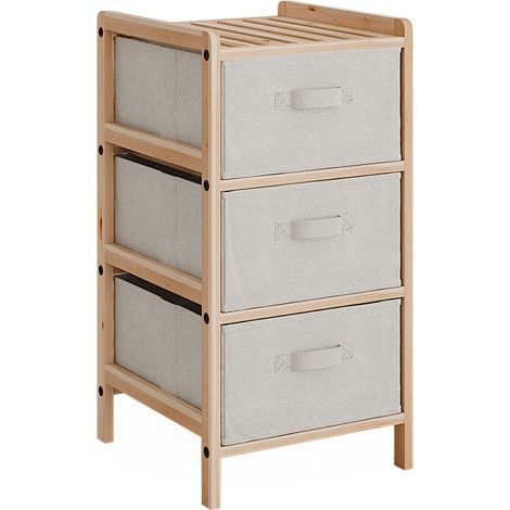 Armoire de salle de bain Bruno, Beige, 34.5 x 67 cm avec 3 tiroirs en tissu, Vicco