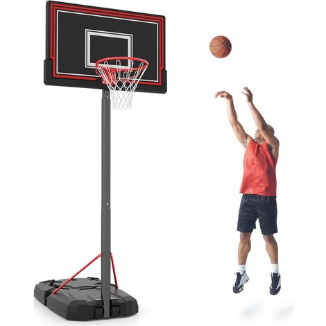 COSTWAY Panier de Basket-Ball Hauteur Réglable 230-305 cm, Support de Basketball Mobile avec Panneau Arrière Incassable de 110 cm Panneau Base Remplissable et Roues, pour Enfants Adultes