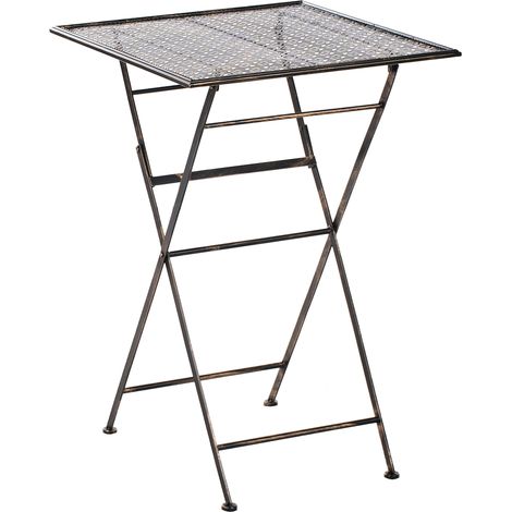 Mesa de bar de jardín plegable efecto envejecido tablero de metal hierro negro Bormio