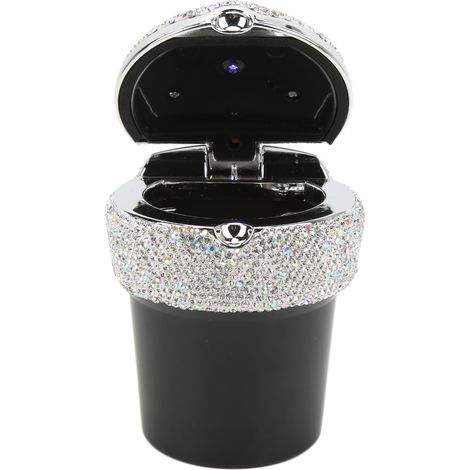 Cendrier de voiture élégant à LED incrusté de diamants avec lumière blanche multifonctionnelle (1/5)