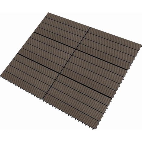 Carreau de terrasse 6 pcs Marron foncé 60 x 30 cm WPC (1/5)
