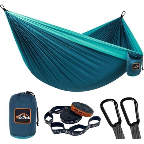Camping Hängematte leicht & tragbar mit Baumgurten und Karabiner, 280x140cm (1/5)