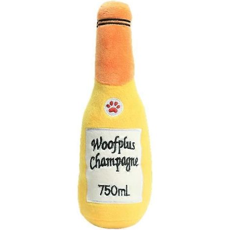 Jouet en forme de bouteille qui couine pour petits chiens, résistant aux morsures, jouet d'entraînement dentaire - Champagne jaune (1/4)