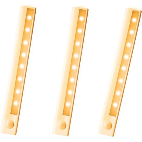 Éclairage de placard / éclairage de comptoir, bande LED avec détecteur de mouvement, lot de 3, blanc chaud (1/5)