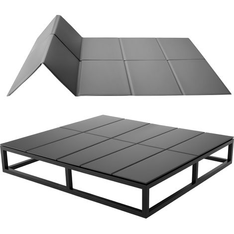 VEVOR Sommier a Lattes Pliable, 213x184 cm, Planche de Lit Bunkie sous Matelas, Sangles Auto-agrippantes, Âme en PP, Housse en Tissu Oxford 600D, Anti-affaissement pour Canapes-lits Cal King Size (1/5)