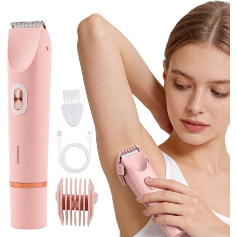 2 in 1 Women's Electric Shaver, Women's Intimate Trimmer, IPX7 Waterproof, Body Hair Trimmer, for Jersey, Face, Armpits, Legs, Arms, Body (1/5)
