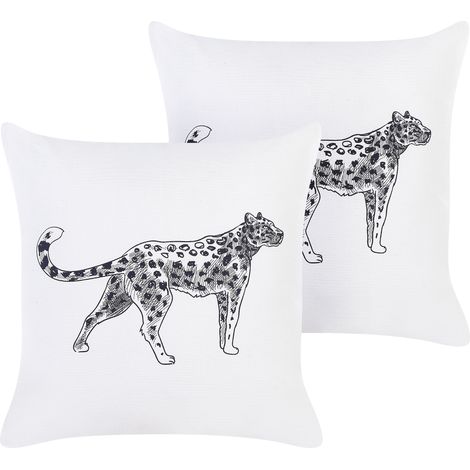 Conjunto de 2 cojines de algodón blanco negro 45 x 45 cm poliéster animal Marula (1/5)